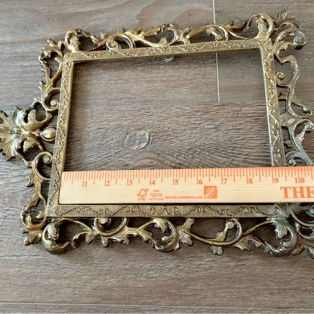 Vintage Cost Iron Frame Gold Color Ornate 11/15 Inch